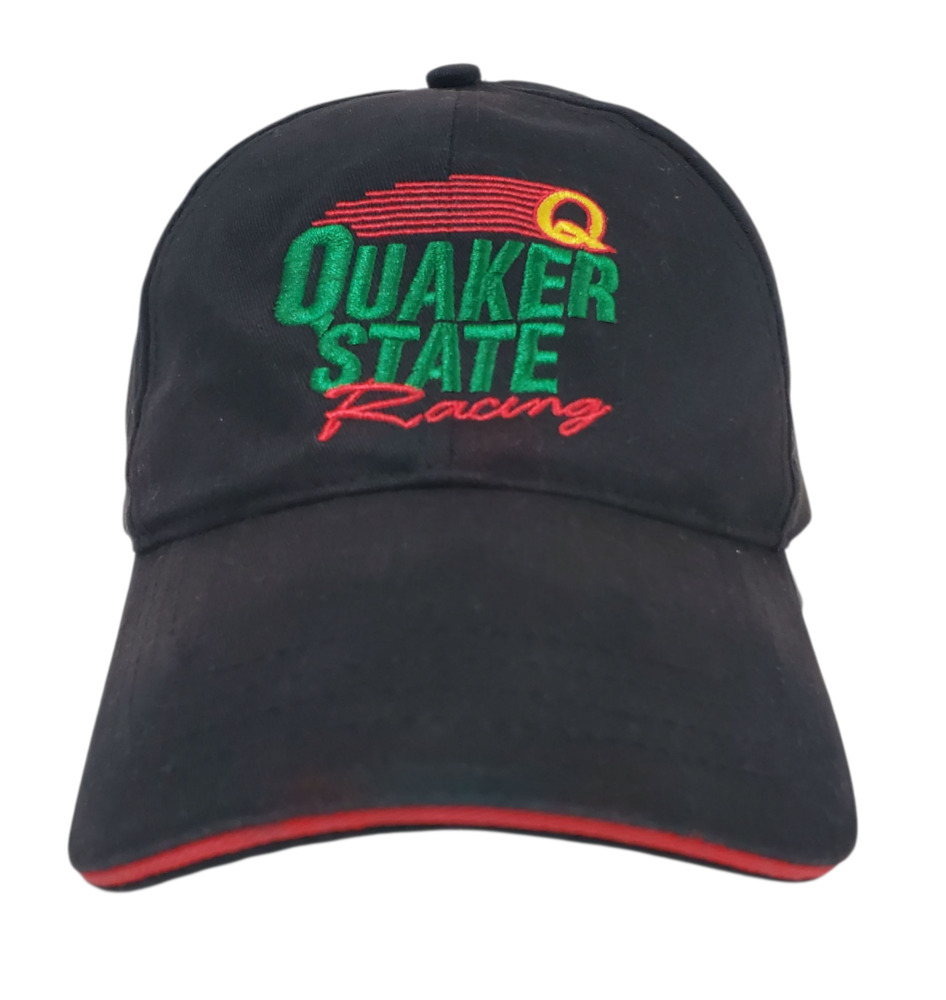 Vintage Quaker State Racing Black Adjustable Hat Embroidered Logo Cap
